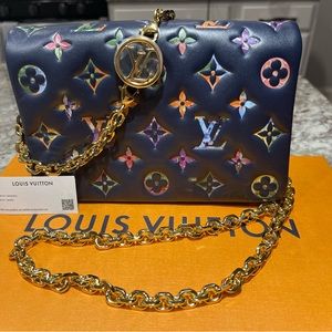 Limited edition Louis Vuitton Pochette Coussin Navy. Garden Animation.New! Rare!